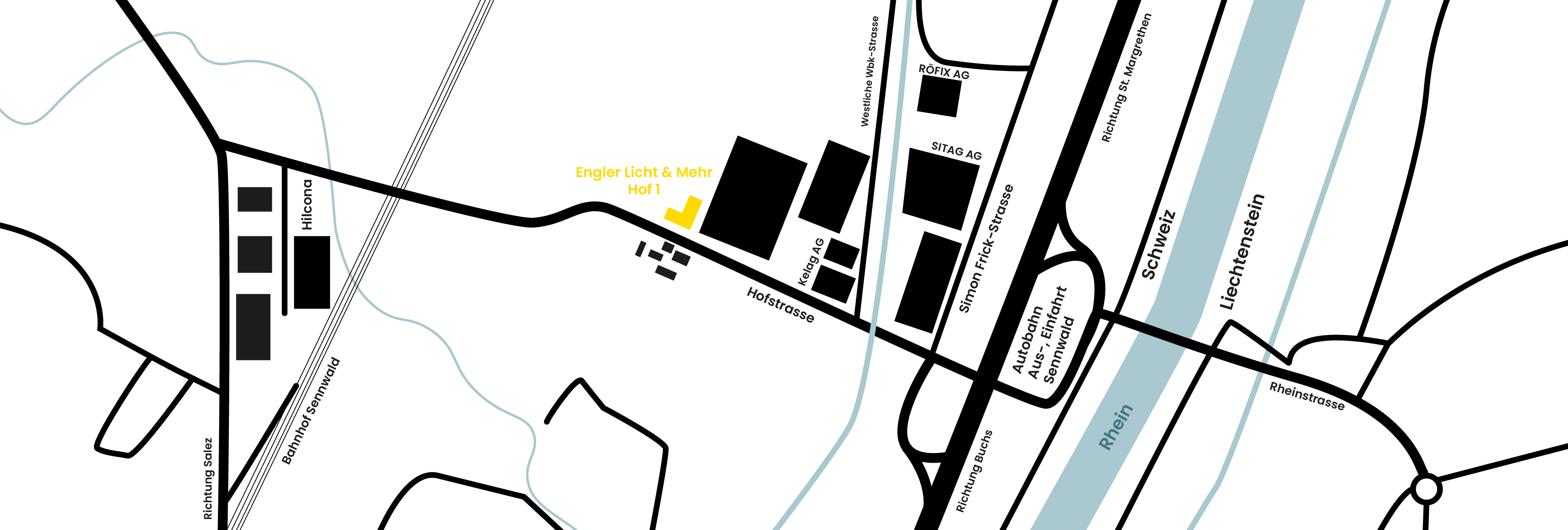 Kartenausschnitt Engler Licht GmbH in Sennwald