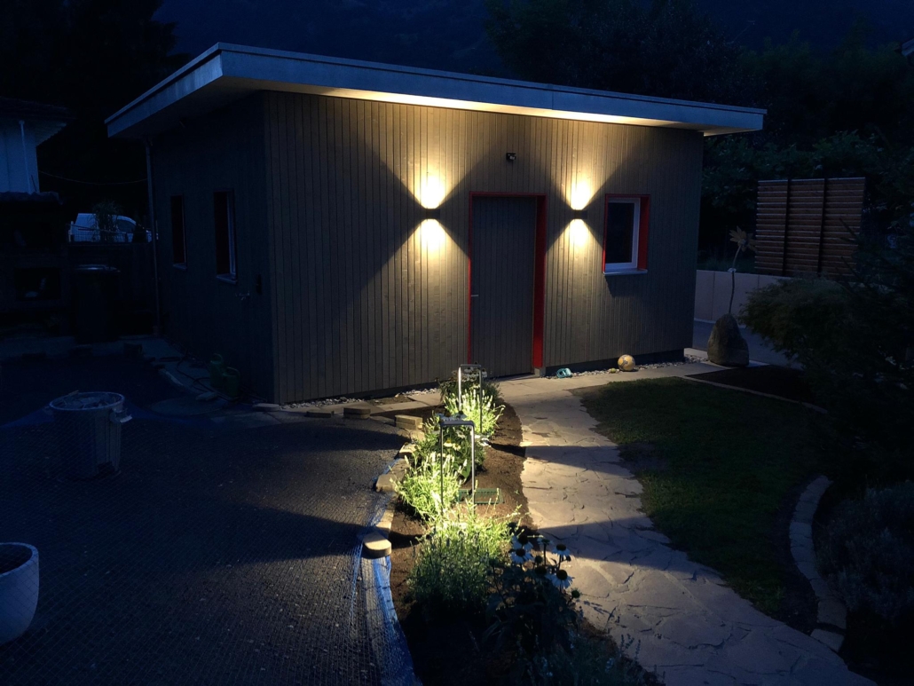 Gartenhaus Rüthi mit Aussen- und Detailbeleuchtung